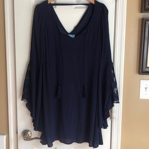 Boutique dress with lace bell sleeves